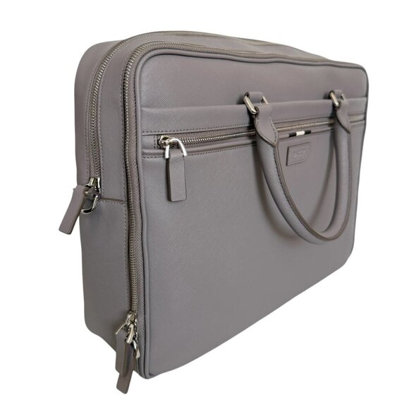 Bally Plinye Grey Saffiano Leather Palladio hardware computer briefcase 6306297 - Picture 9 of 15